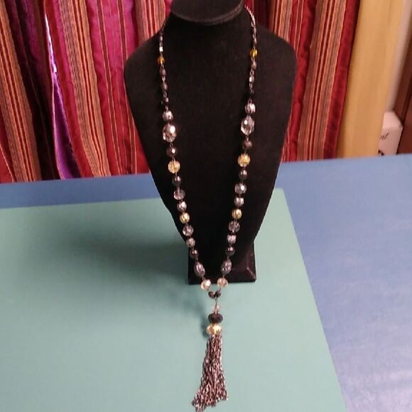 Ericka Lyons Silver and Gold Beaded with Tassel Necklace - Picture 1 of 6